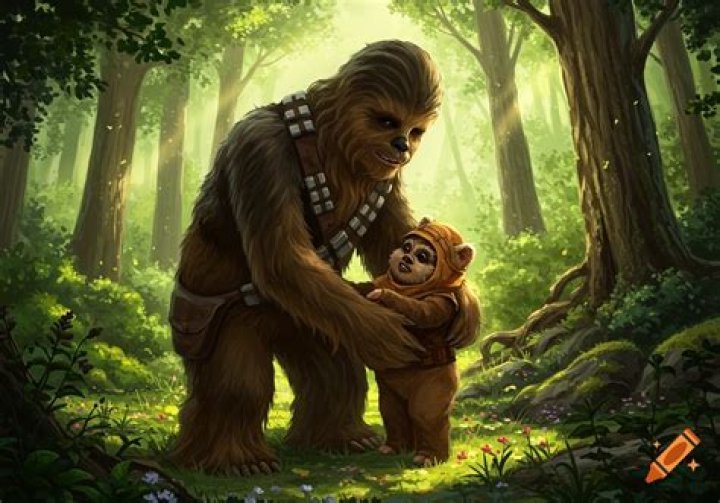 A Chripa Ewok is holding a sticks in his hands.