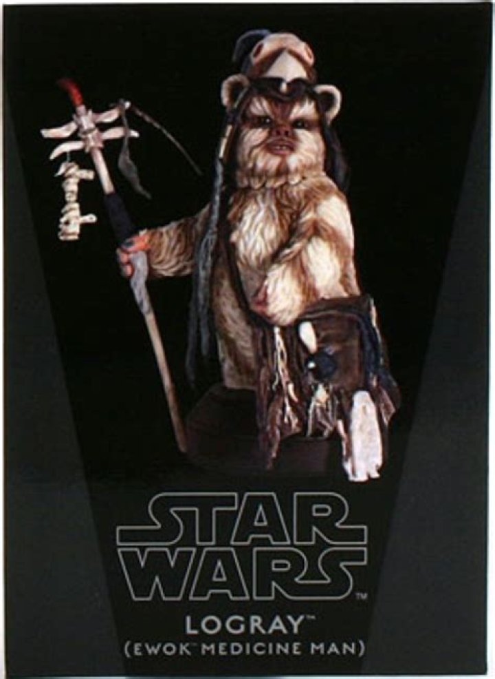 A Logray Ewok has its arm in front of it.