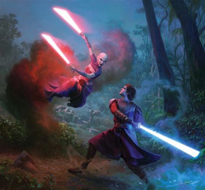 Anakin squeezing Asajj's wrist