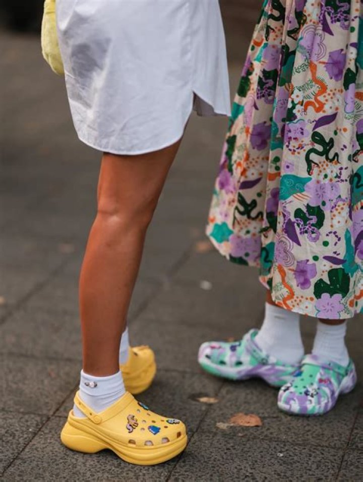 Crocs in the style of Shrek, compelted with ears and nose