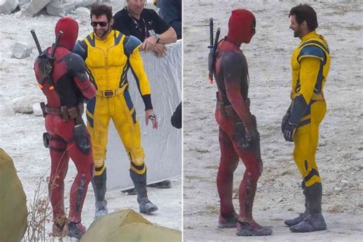 Deadpool (Ryan Reynolds) and Wolverine (Hugh Jackman) in full costume for 'Deadpool 3'